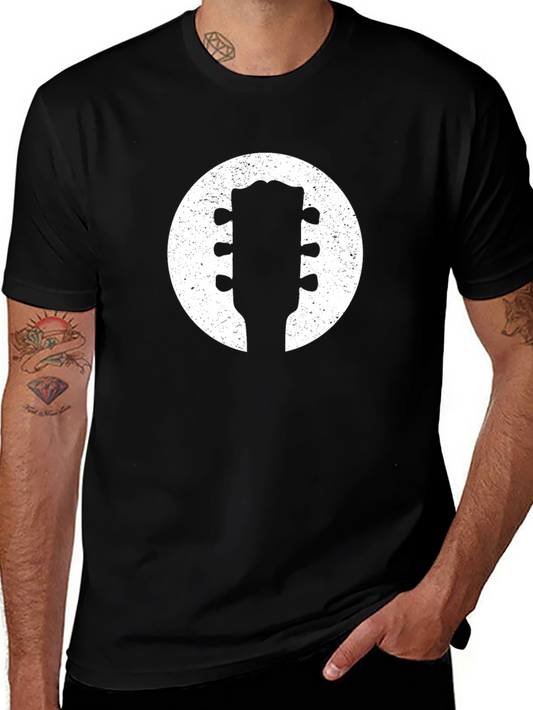 Guitar Headstock Circle Graphic Tee - Musician Style