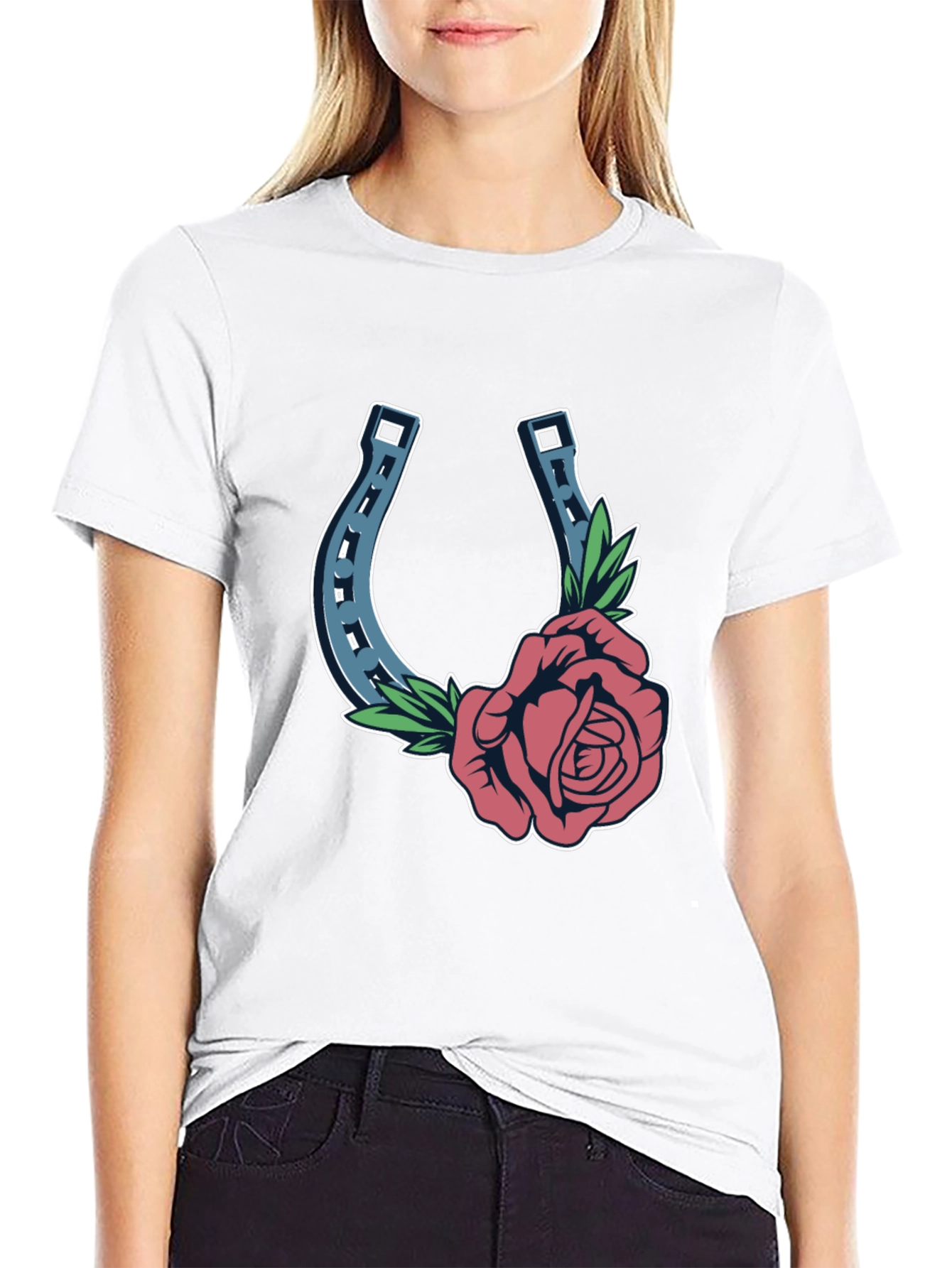 Rose and Horseshoe Graphic Tee