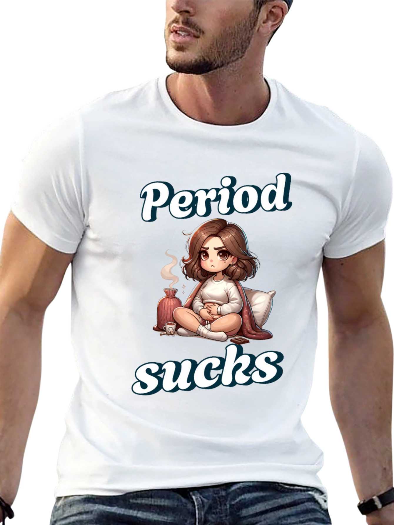 Period Sucks Cartoon T-Shirt - Comfortable & Funny