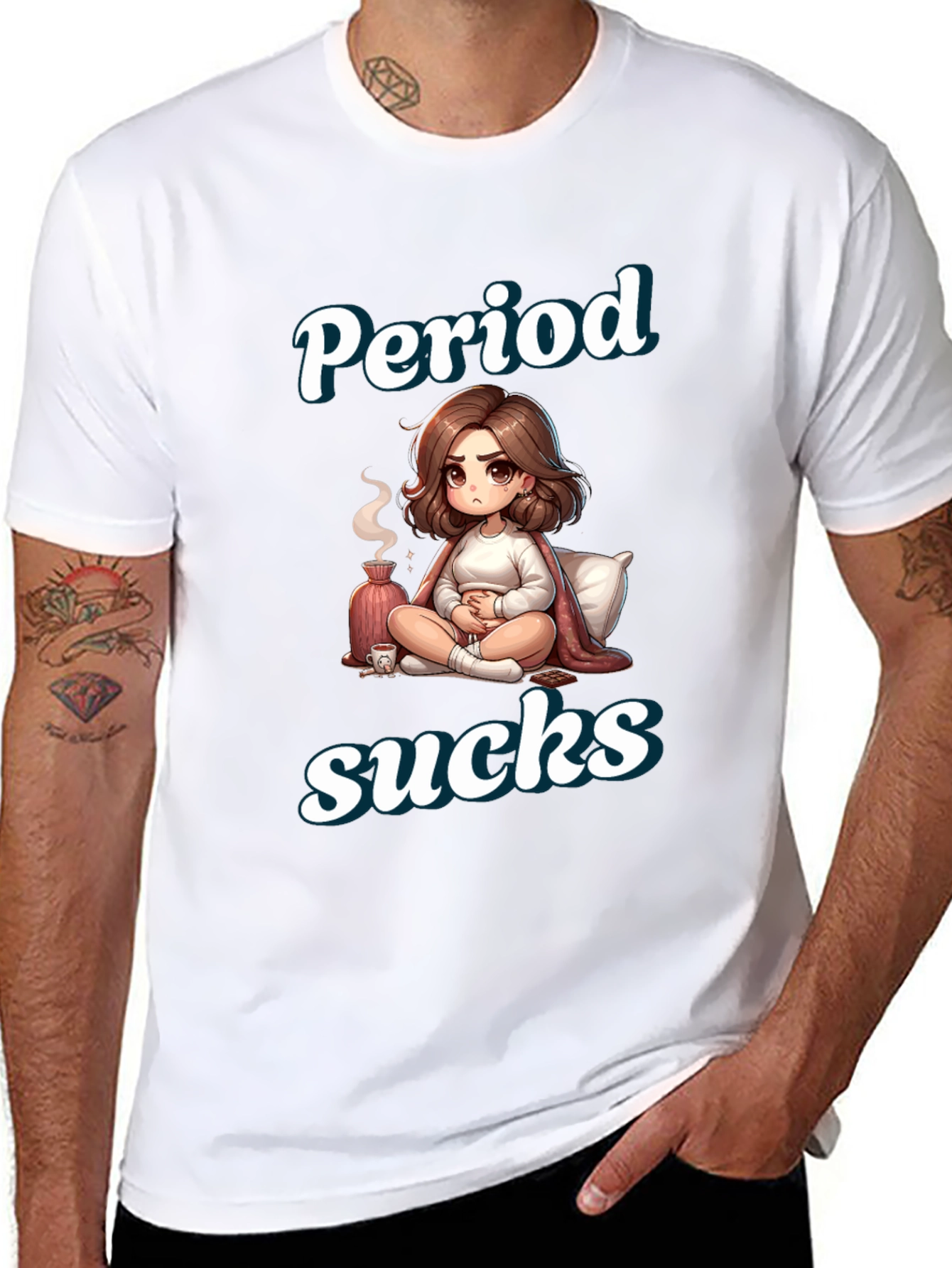 Period Sucks Cartoon T-Shirt - Comfortable & Funny
