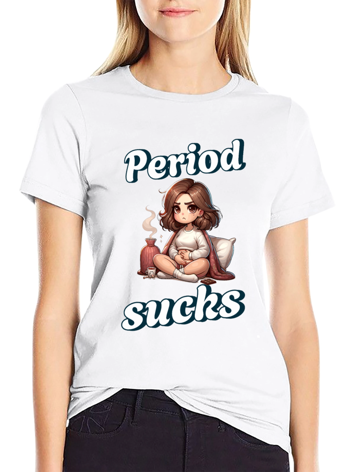Period Sucks Cartoon T-Shirt - Comfortable & Funny