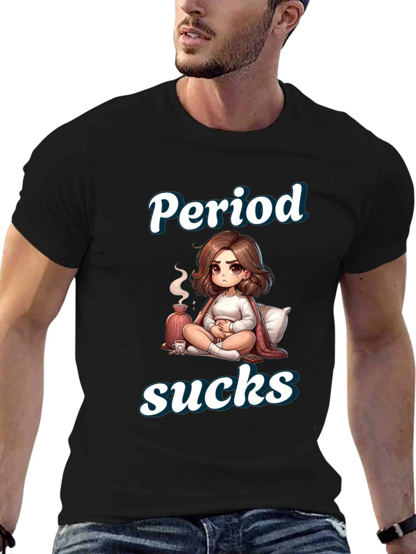 Period Sucks Cartoon T-Shirt - Comfortable & Funny