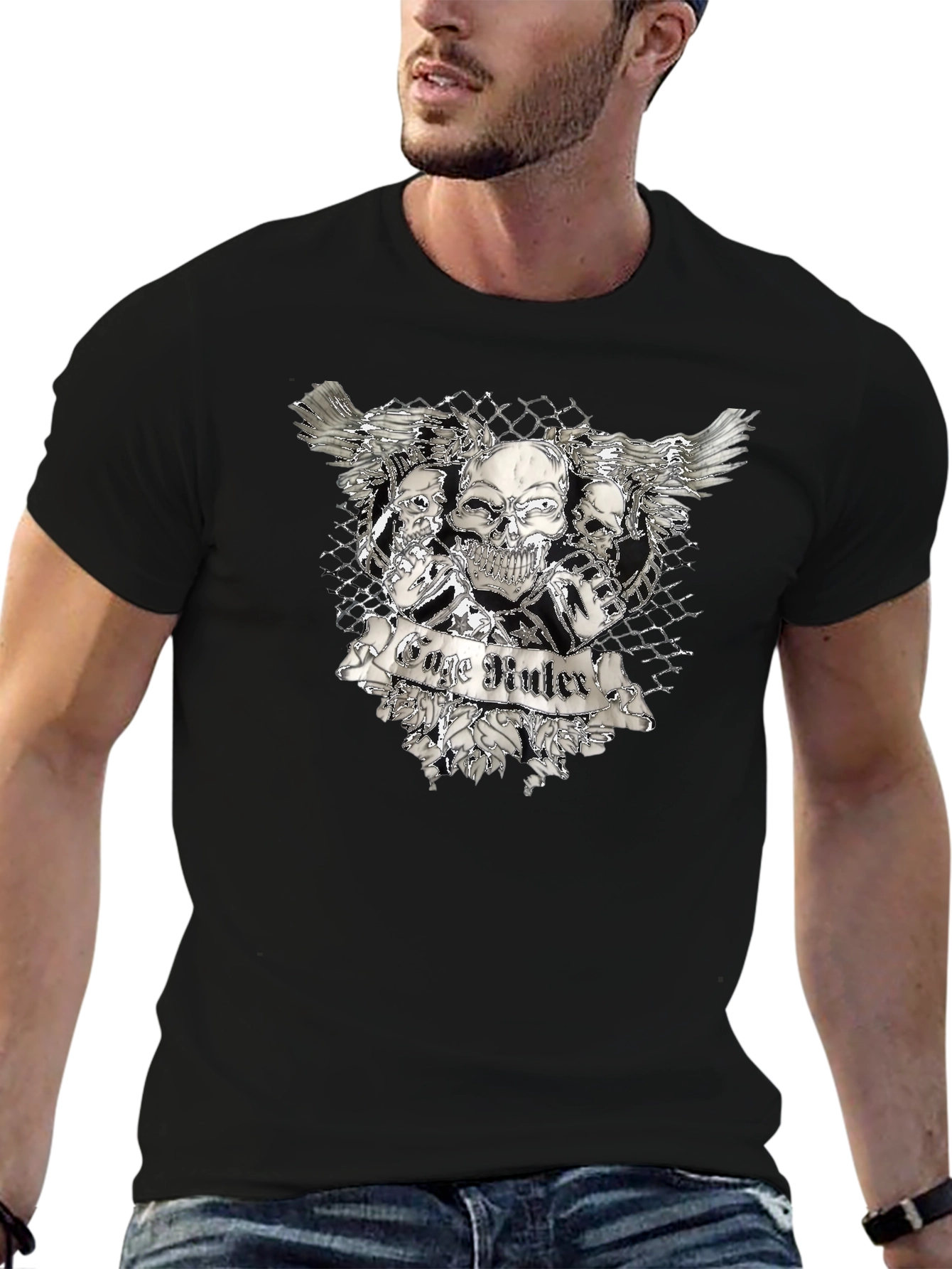 Skull & Wings Graphic T-Shirt - Black