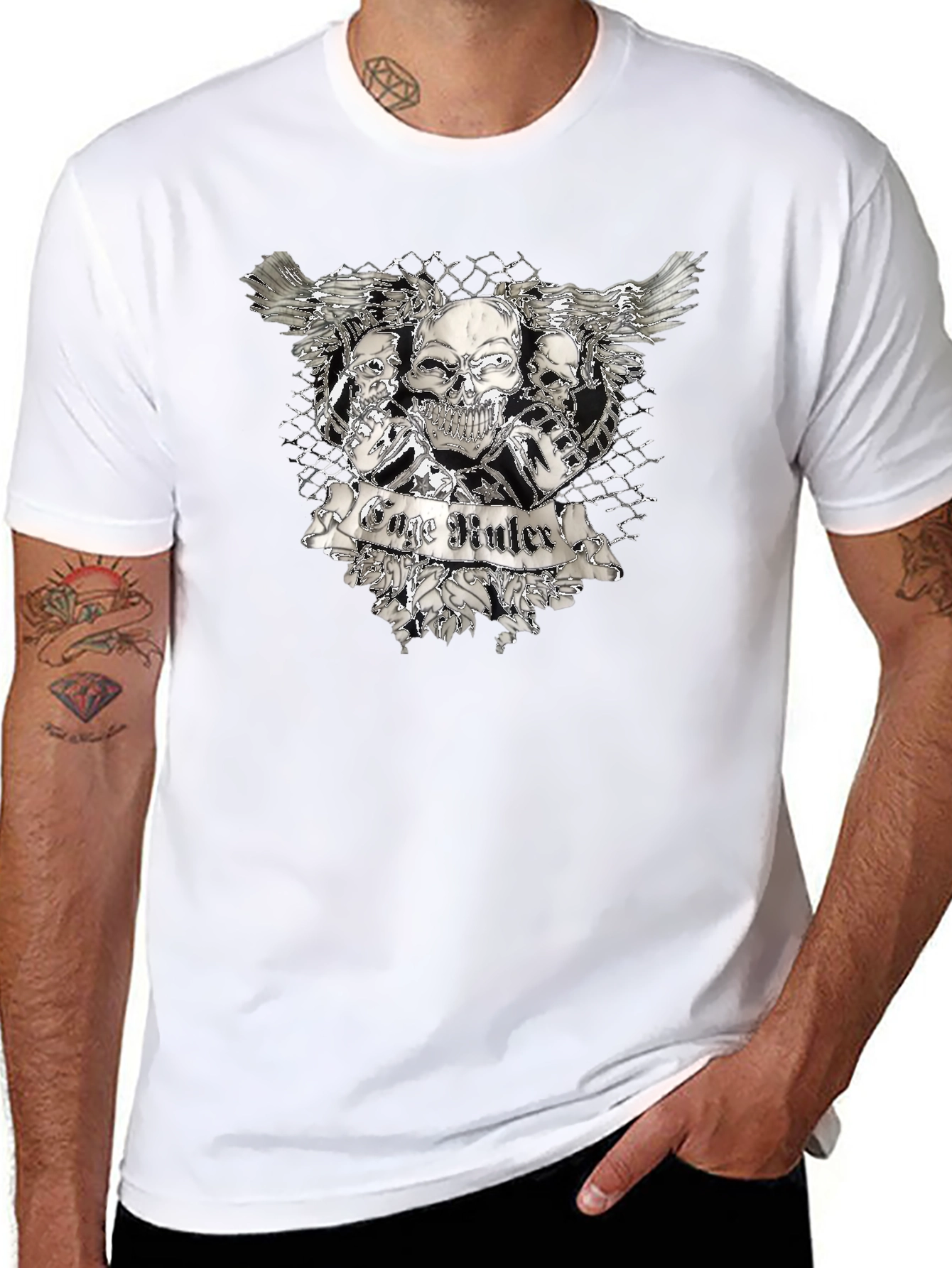 Skull & Wings Graphic T-Shirt - Black