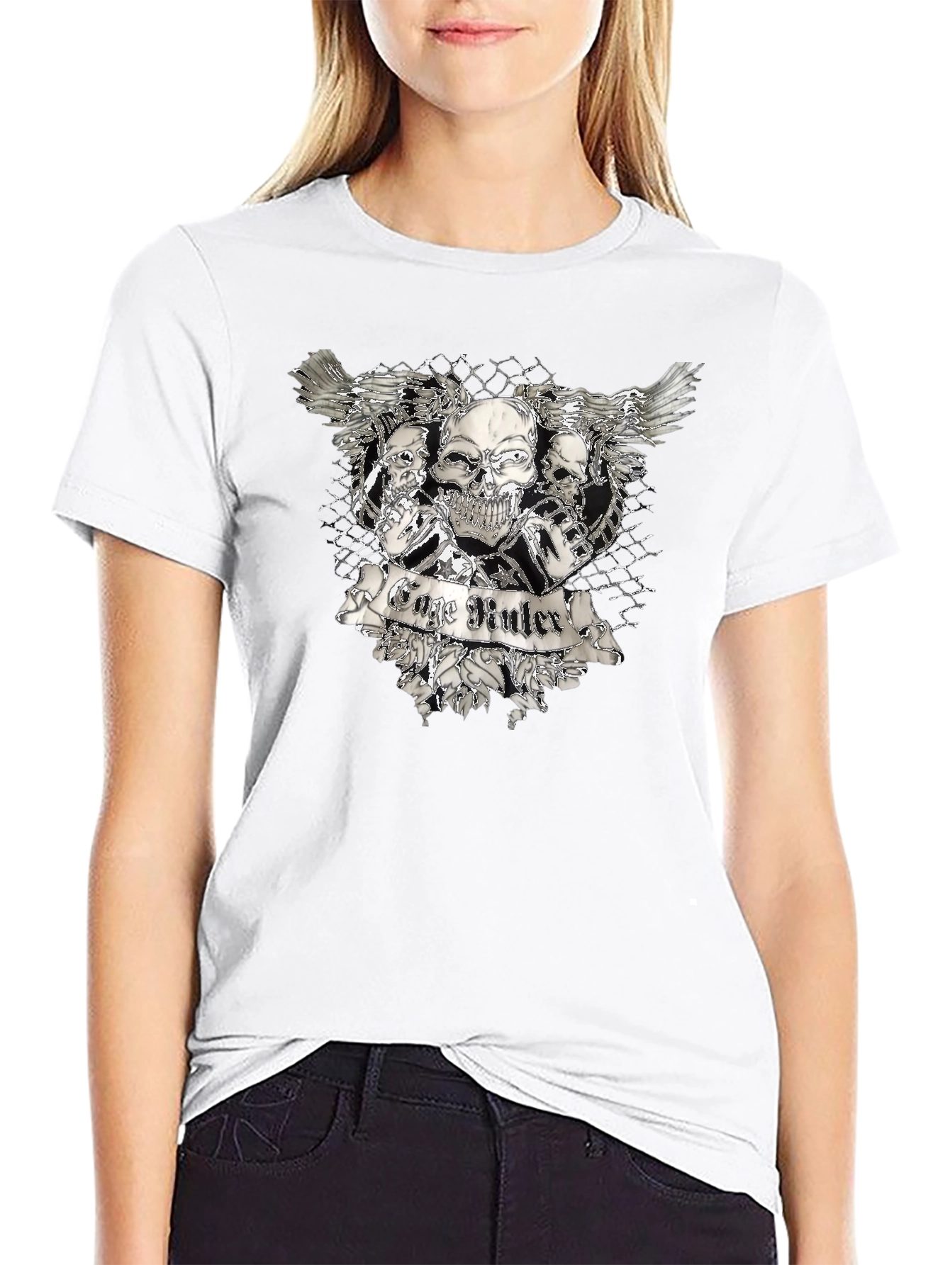 Skull & Wings Graphic T-Shirt - Black