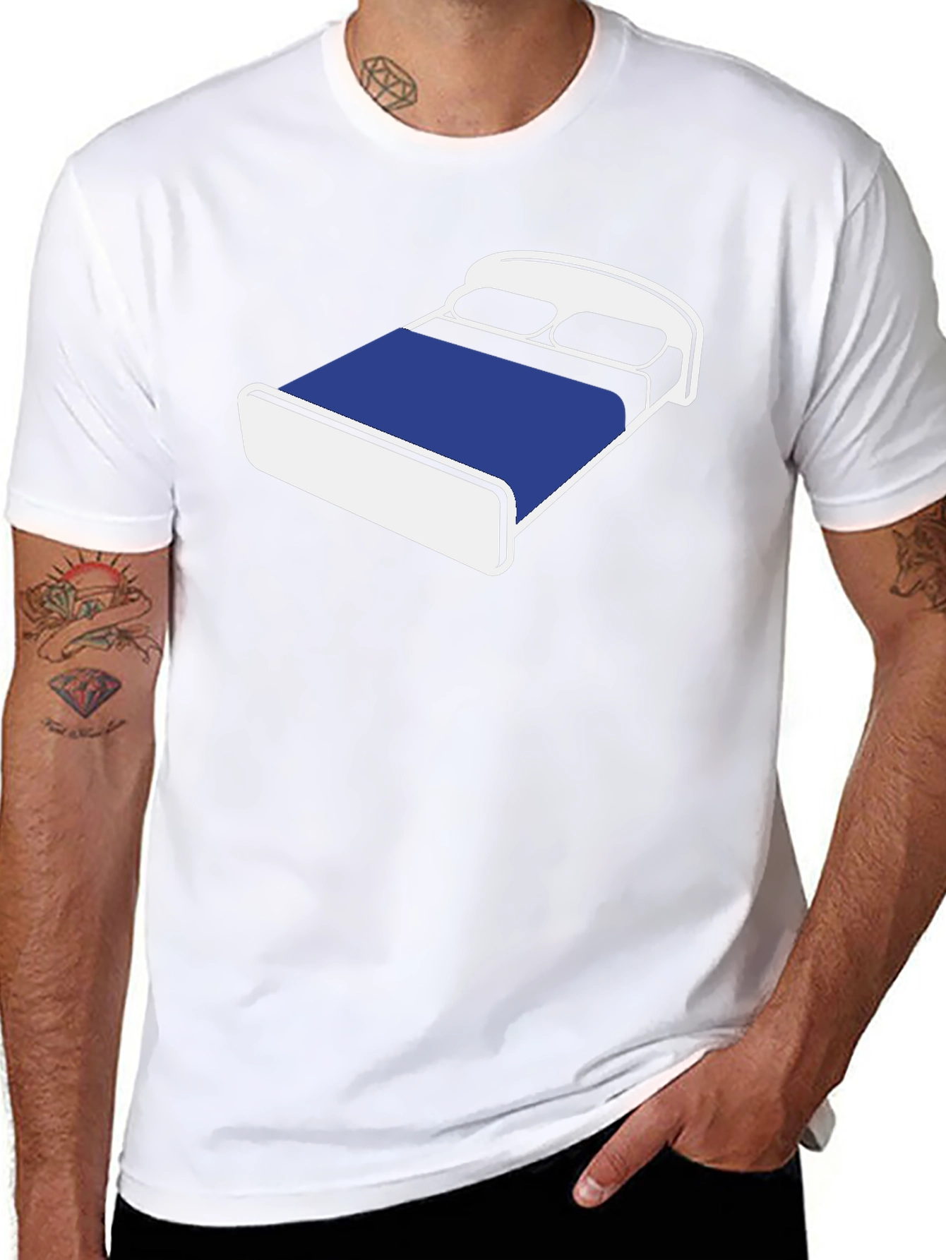 Novelty Bed Graphic T-Shirt - Comfortable Black Tee