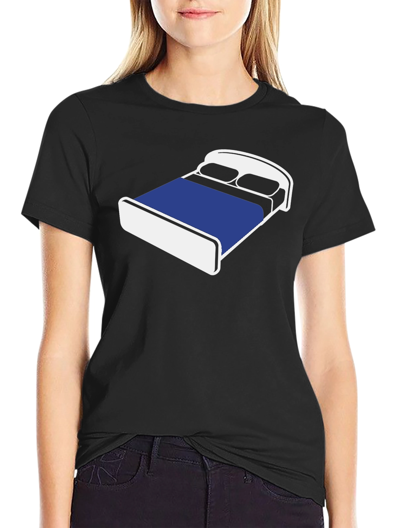 Novelty Bed Graphic T-Shirt - Comfortable Black Tee