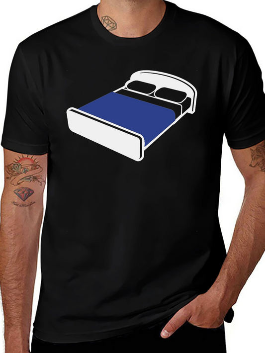 Novelty Bed Graphic T-Shirt - Comfortable Black Tee