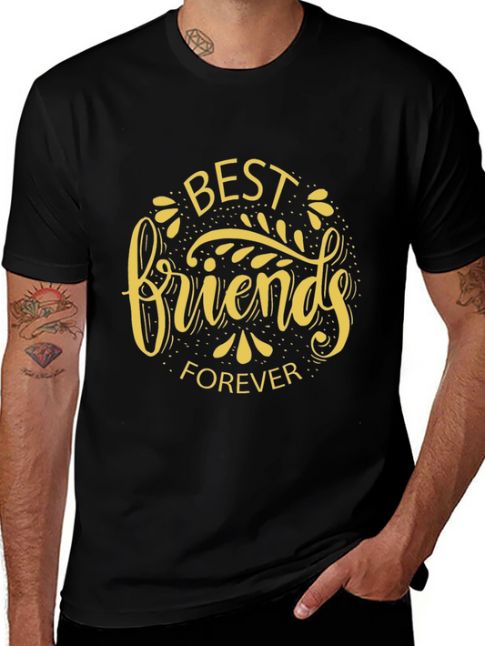 Best Friends Forever Graphic Tee - Black Crew Neck T-Shirt