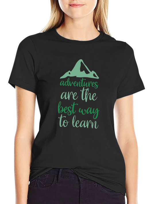 Adventure Learn Graphic Tee - Soft Black Cotton Shirt
