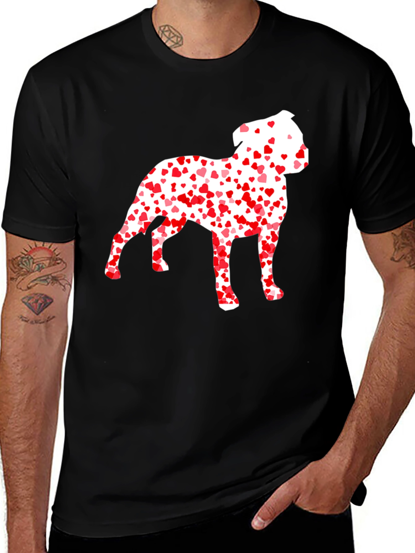 Heart Dog Graphic Tee - Mens Black T-Shirt