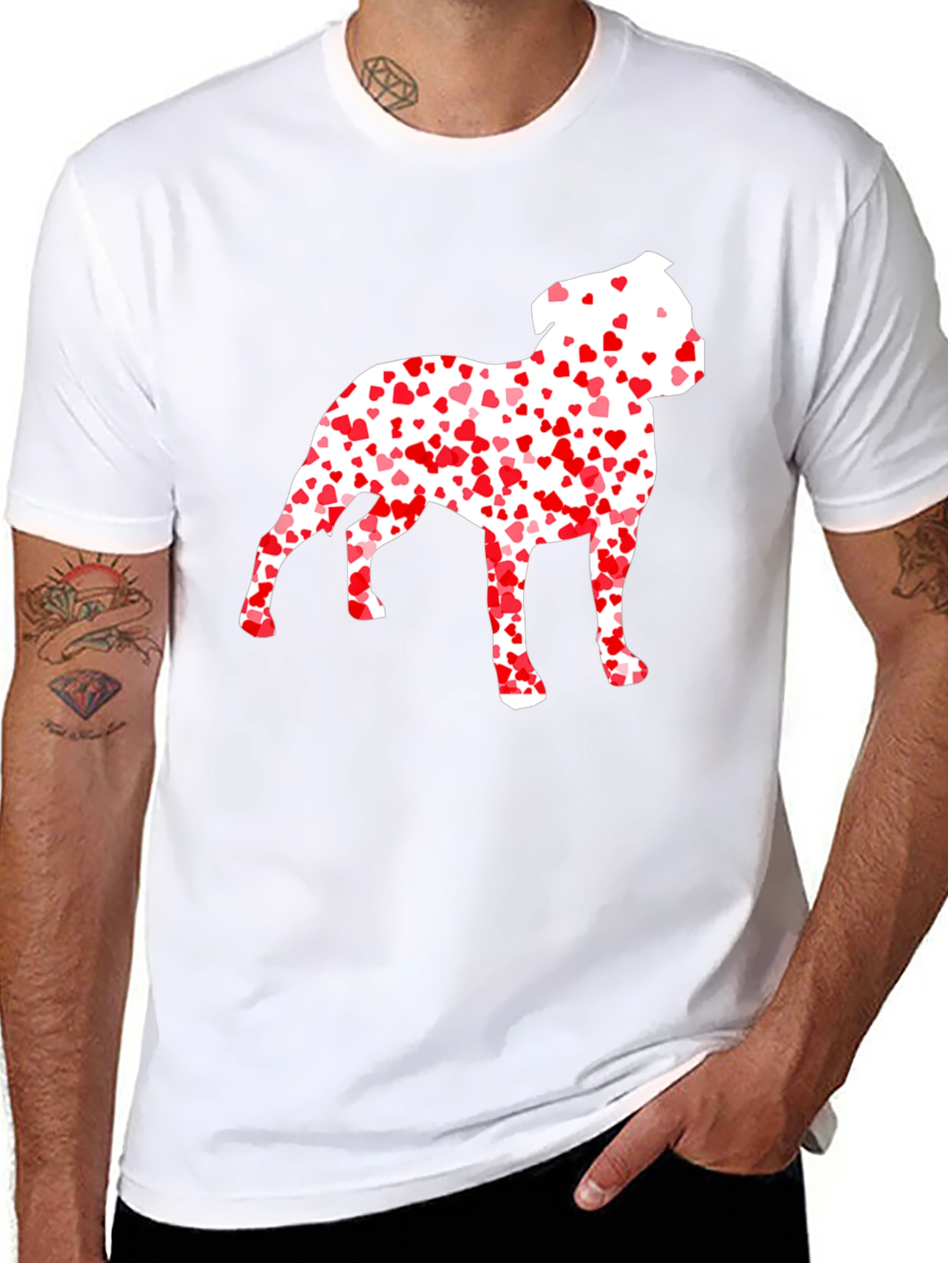 Heart Dog Graphic Tee - Mens Black T-Shirt
