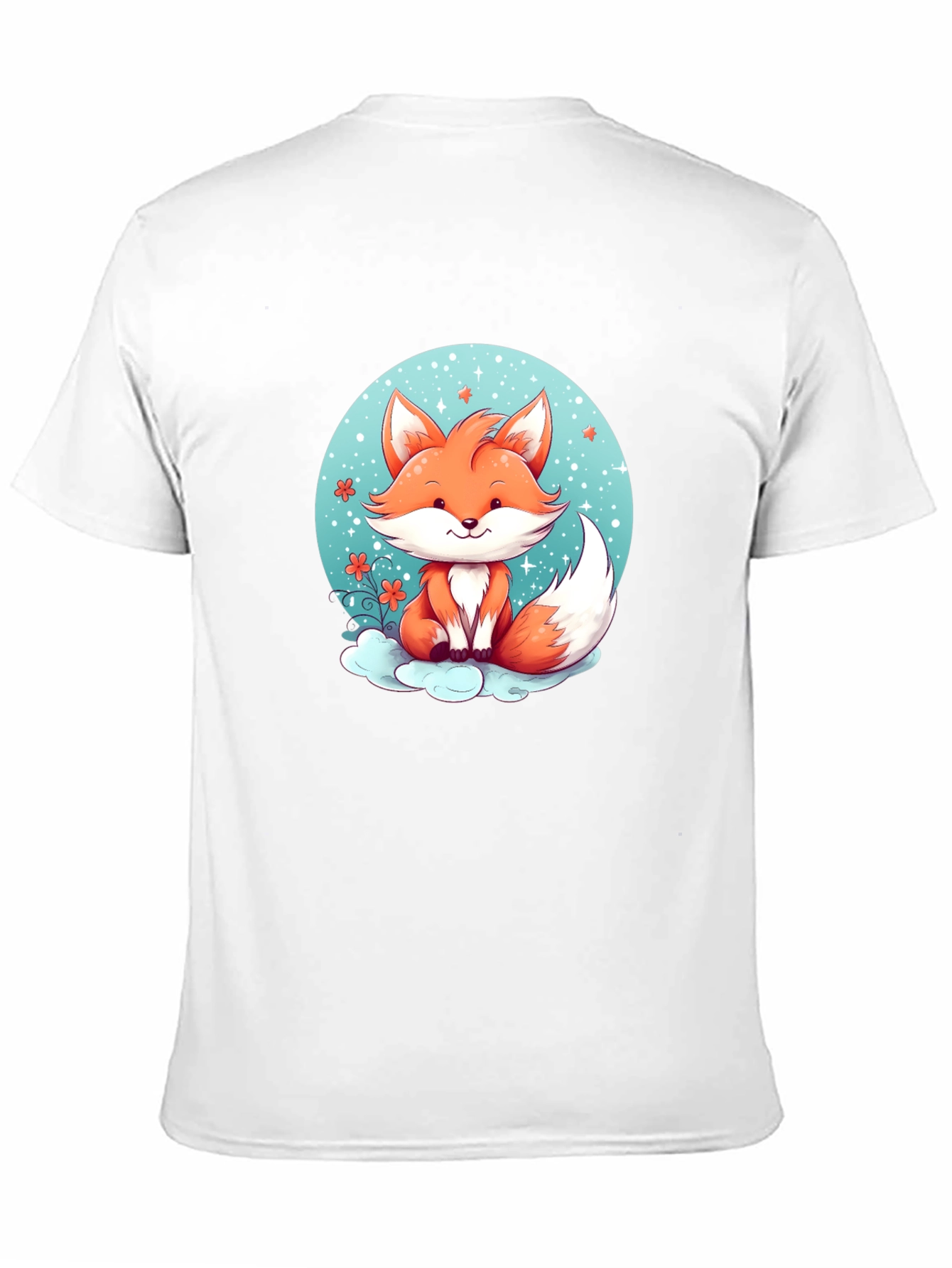 Cute Cartoon Fox Black T-Shirt