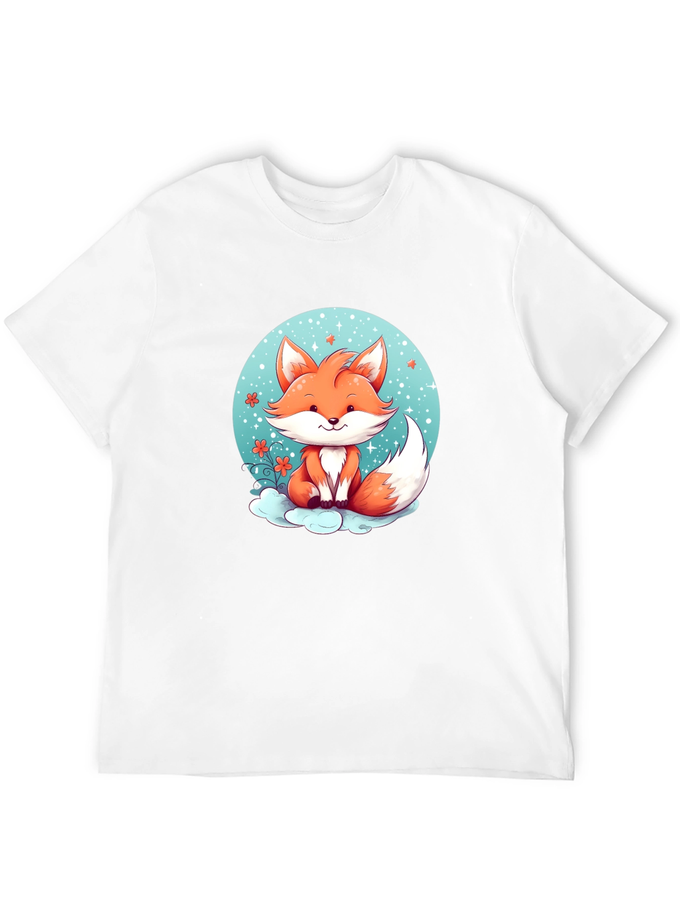Cute Cartoon Fox Black T-Shirt