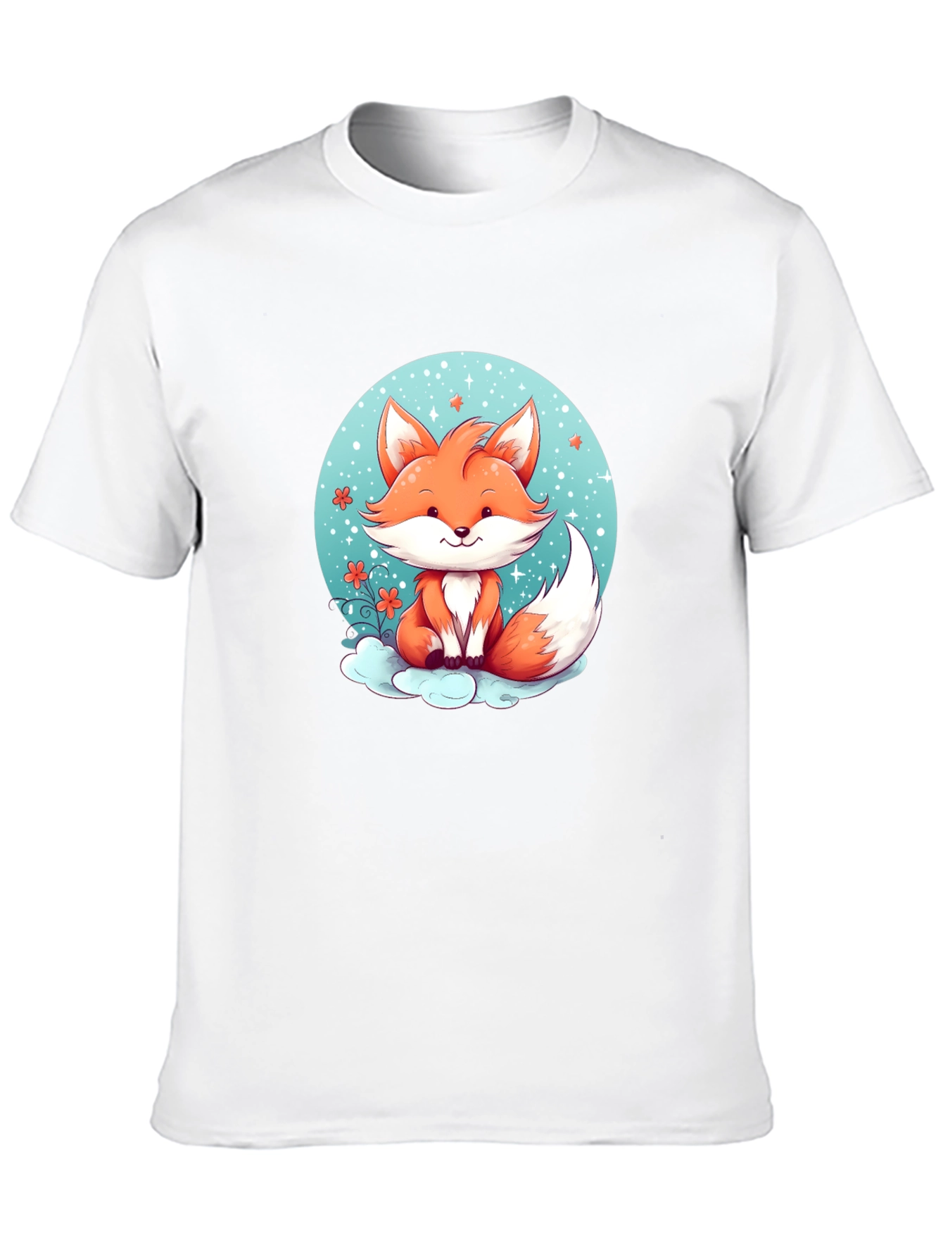 Cute Cartoon Fox Black T-Shirt