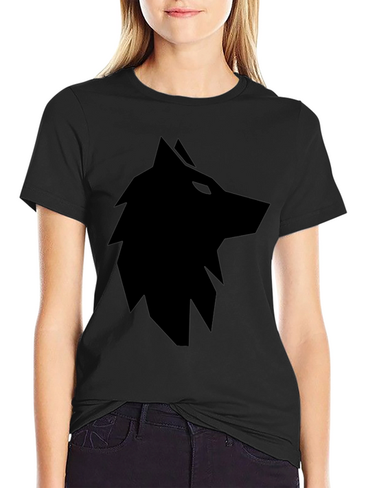 Mens Black T-Shirt with Geometric Wolf Graphic