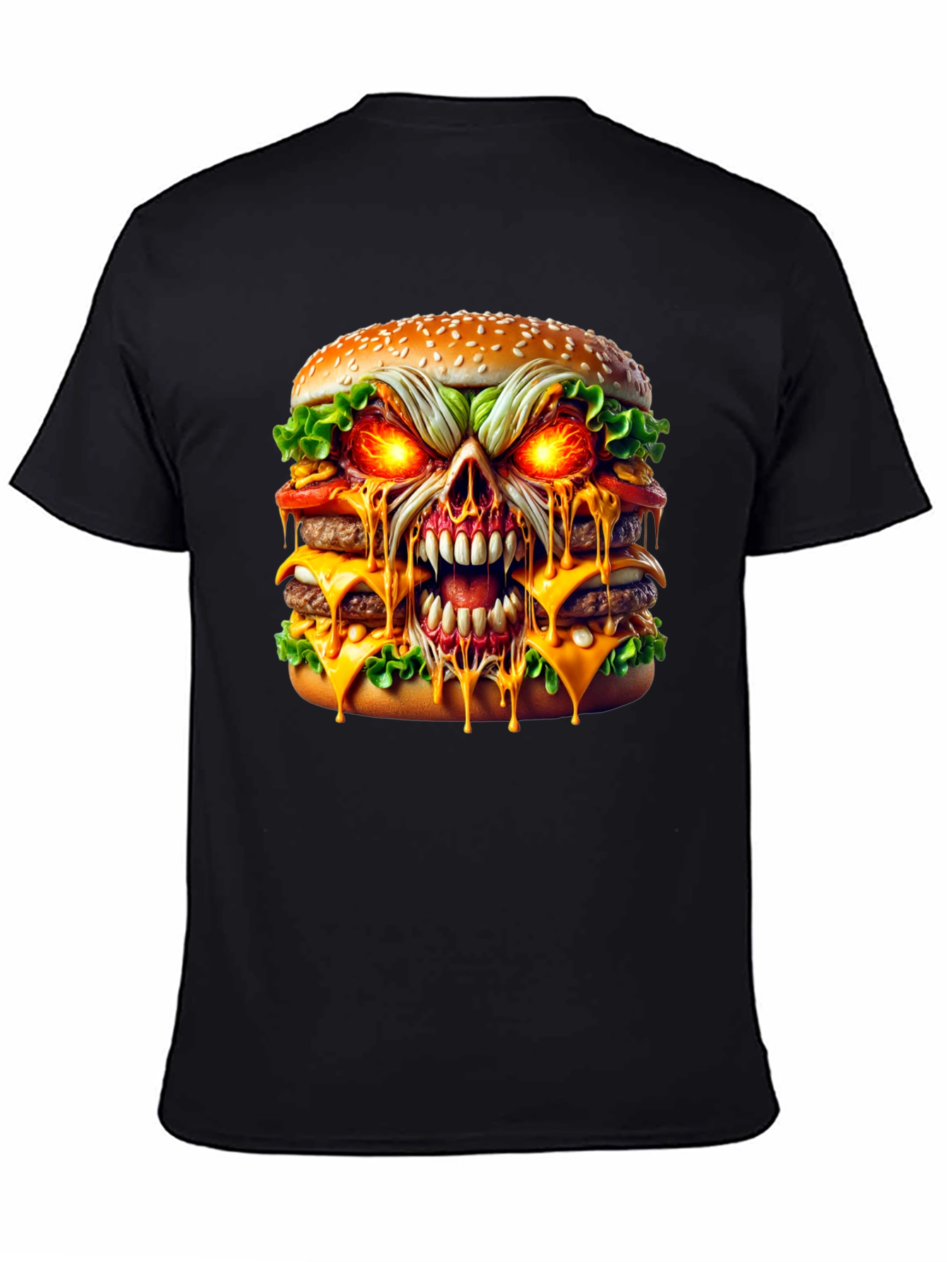 Burger Skull Graphic Tee - Dark Humor T-Shirt