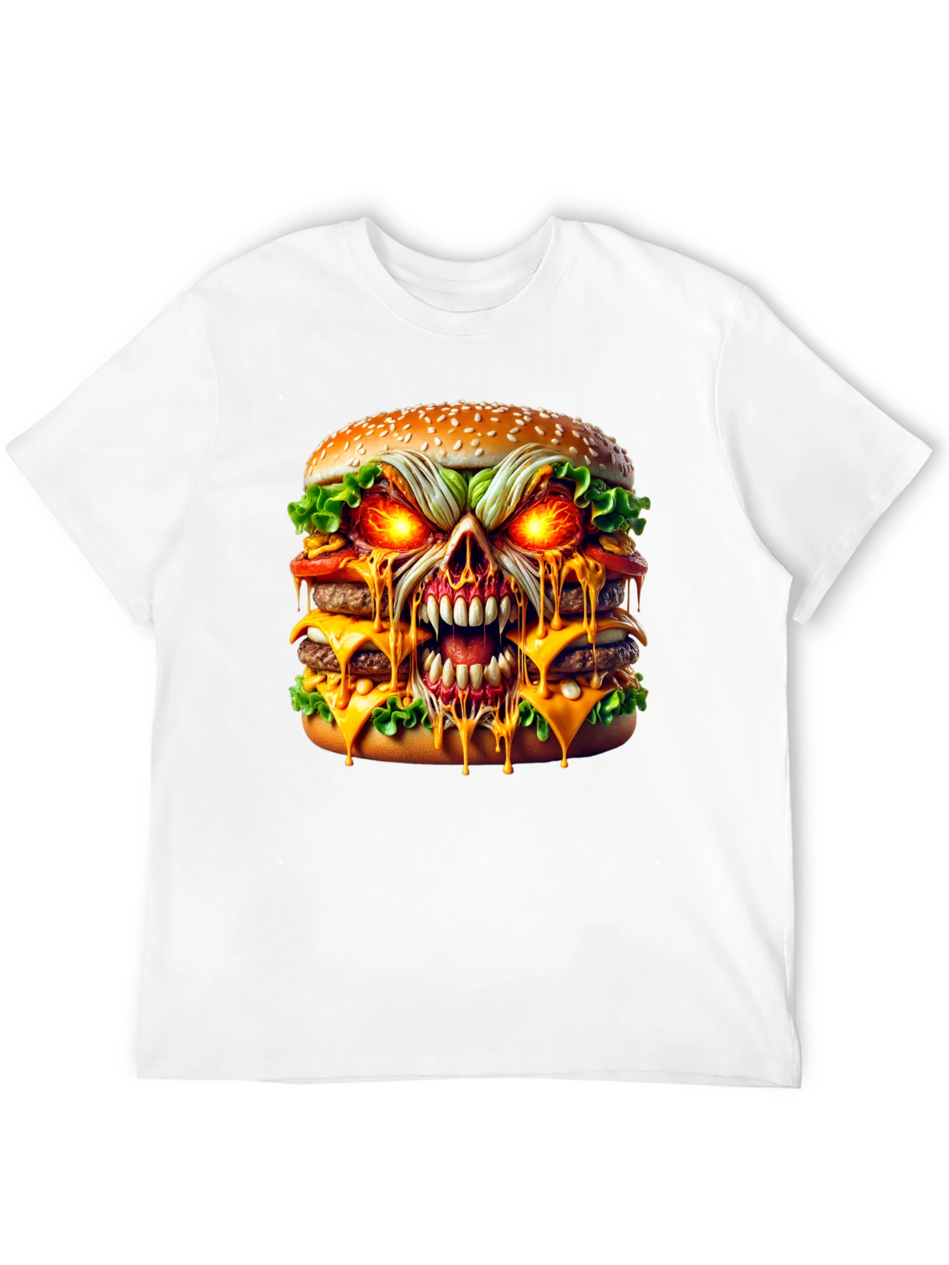 Burger Skull Graphic Tee - Dark Humor T-Shirt