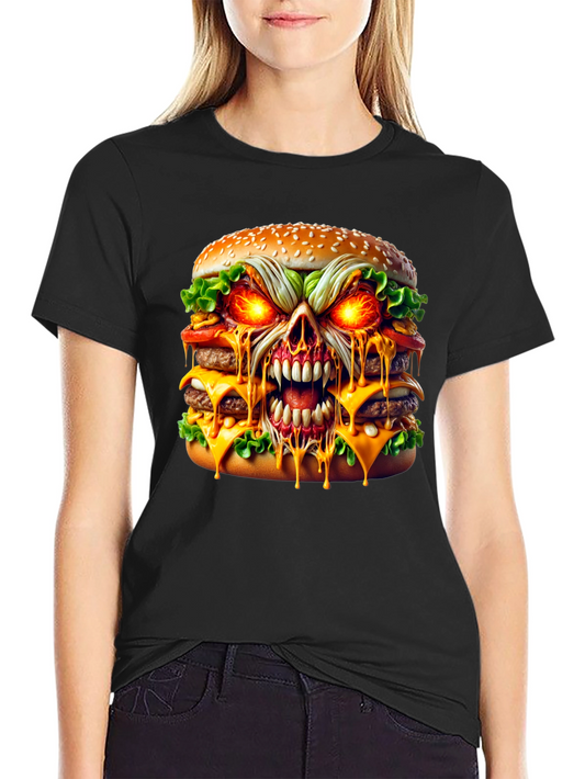Burger Skull Graphic Tee - Dark Humor T-Shirt