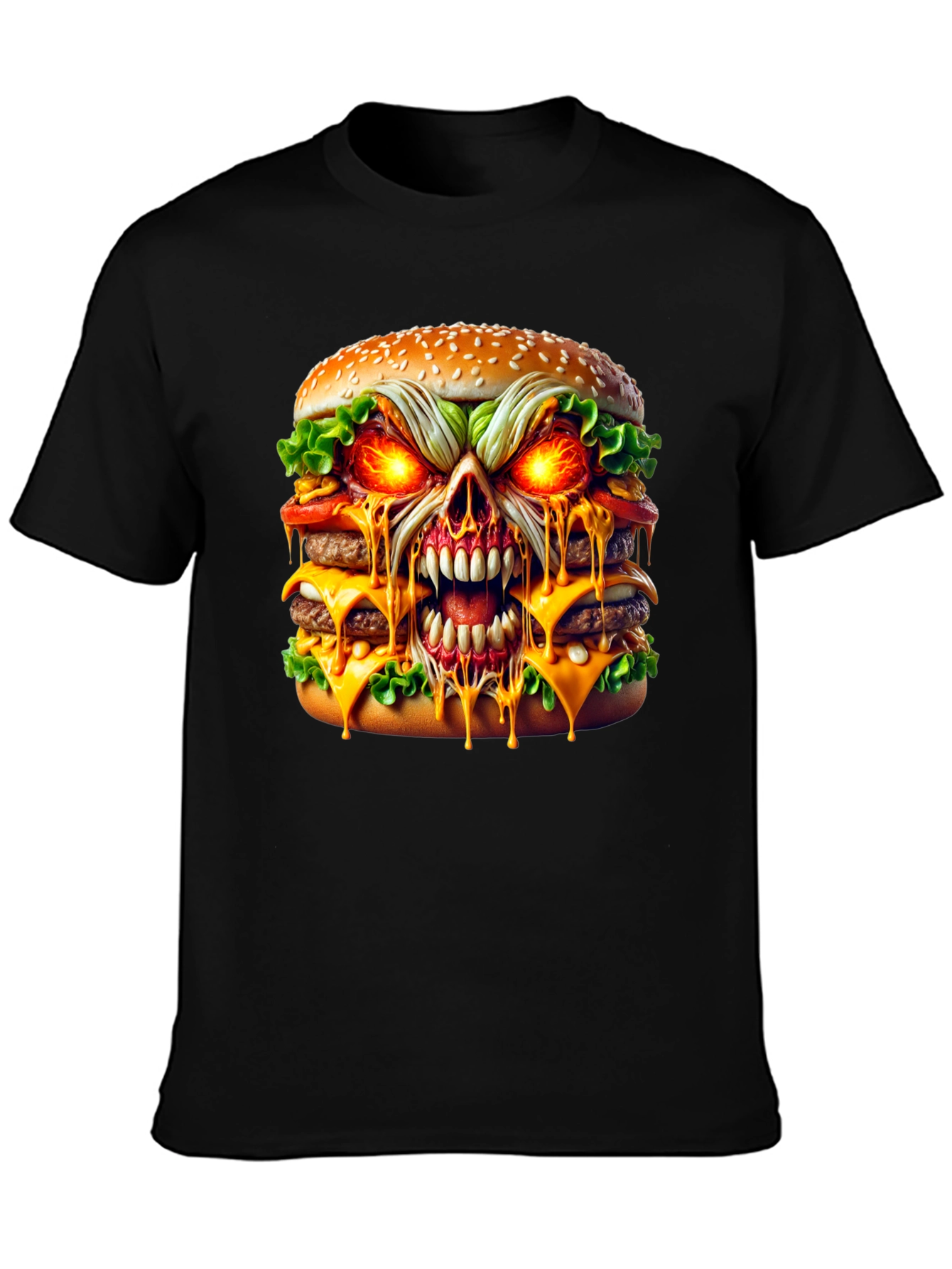 Burger Skull Graphic Tee - Dark Humor T-Shirt