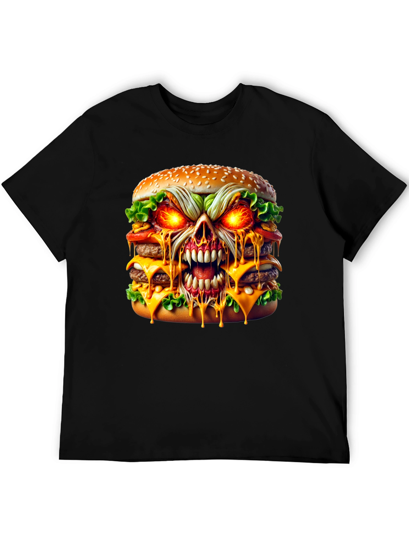 Burger Skull Graphic Tee - Dark Humor T-Shirt