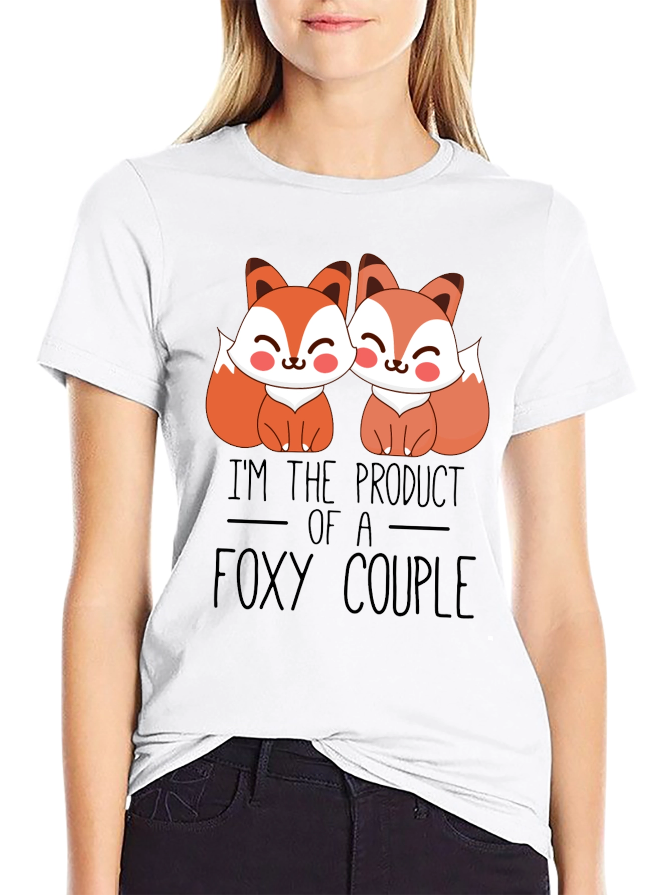 Foxy Couple T-Shirt - Cute Cartoon Foxes