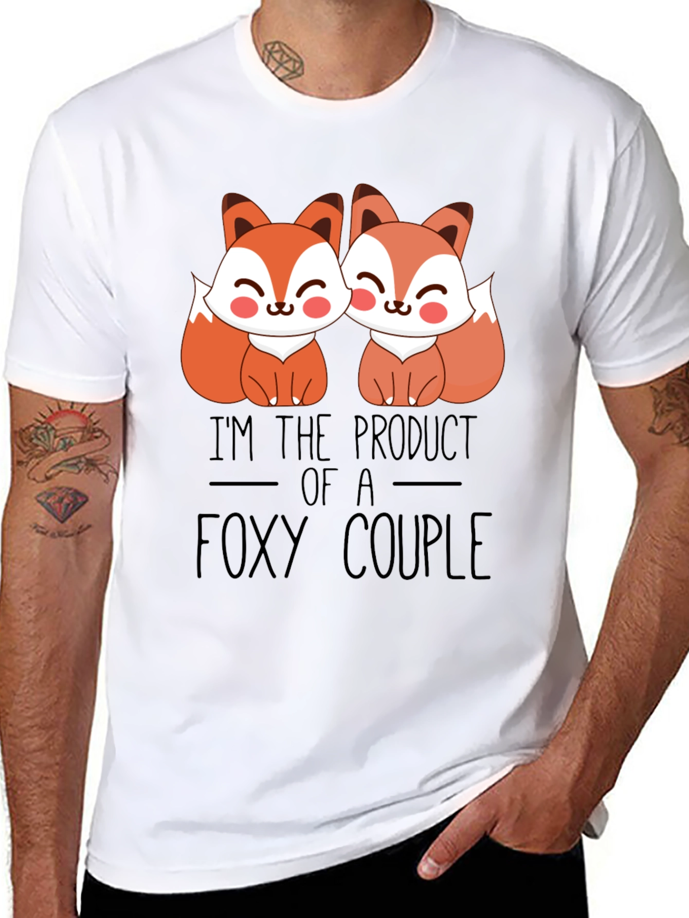 Foxy Couple T-Shirt - Cute Cartoon Foxes