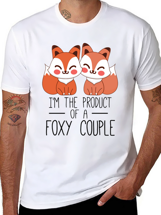 Foxy Couple T-Shirt - Cute Cartoon Foxes