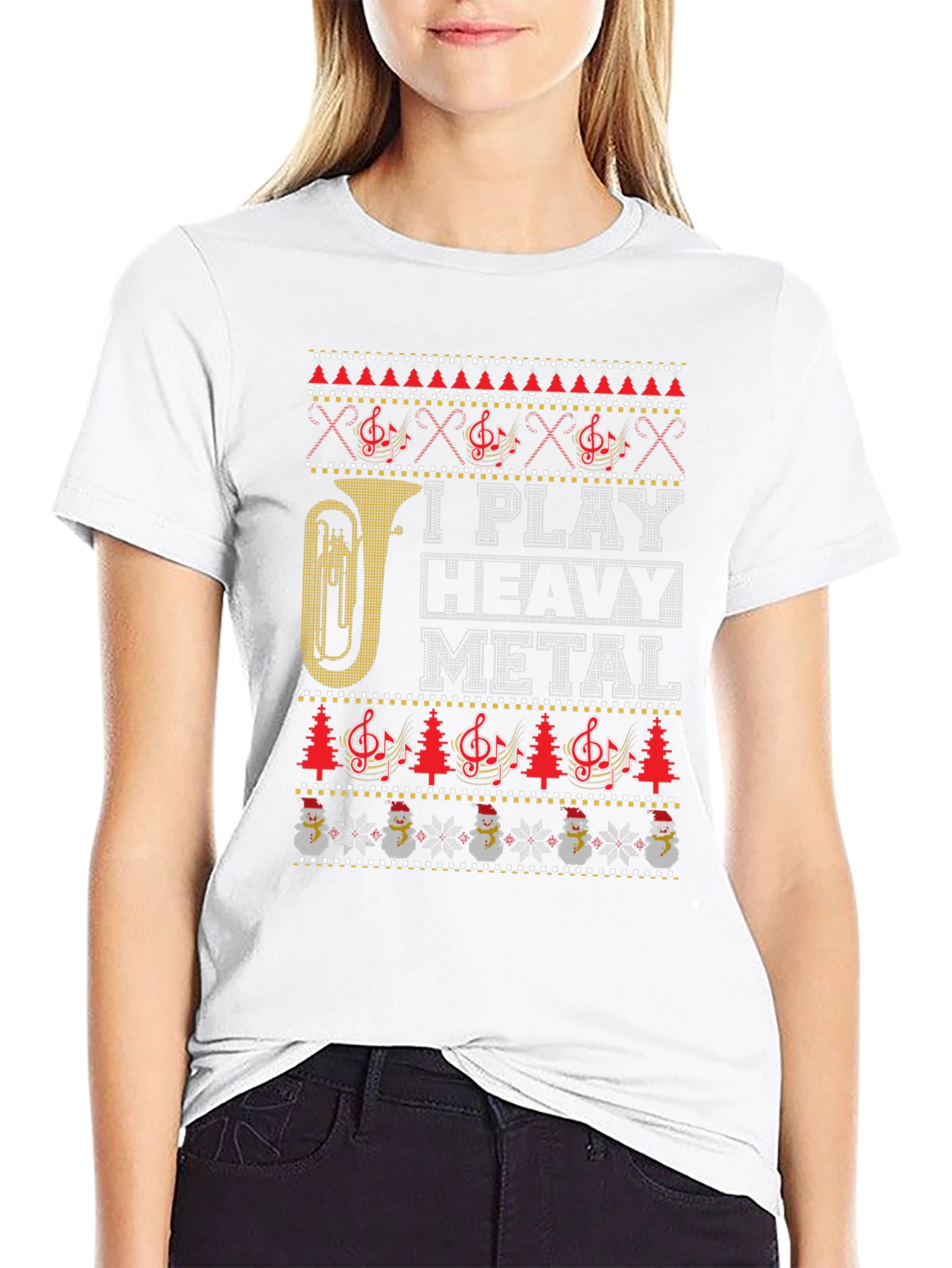 I Play Heavy Metal Ugly Christmas Sweater Style T-Shirt