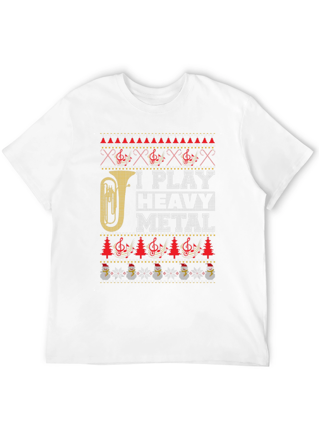 I Play Heavy Metal Ugly Christmas Sweater Style T-Shirt