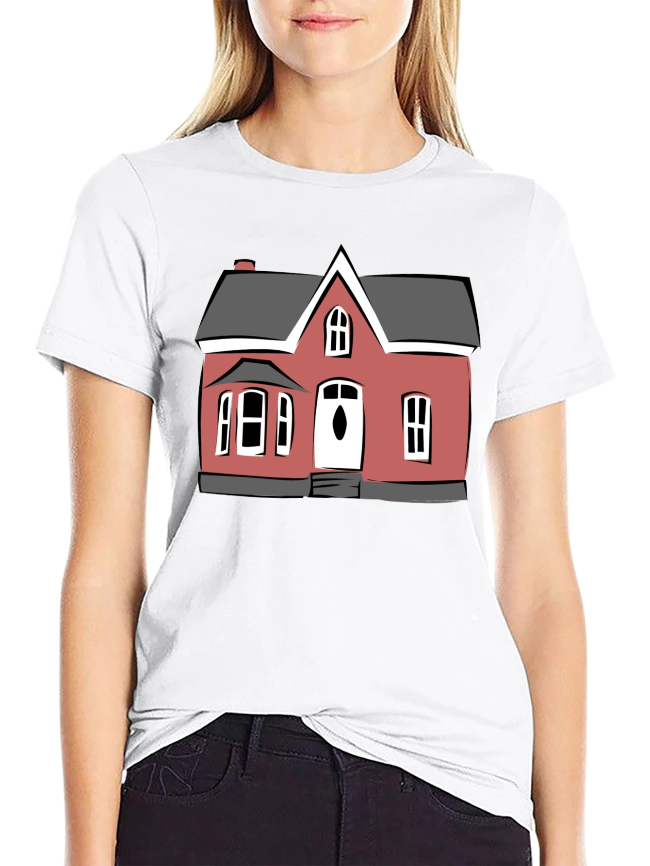 House Graphic Print Black T-Shirt