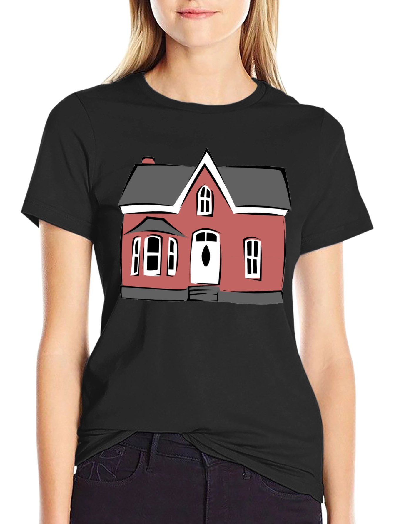 House Graphic Print Black T-Shirt