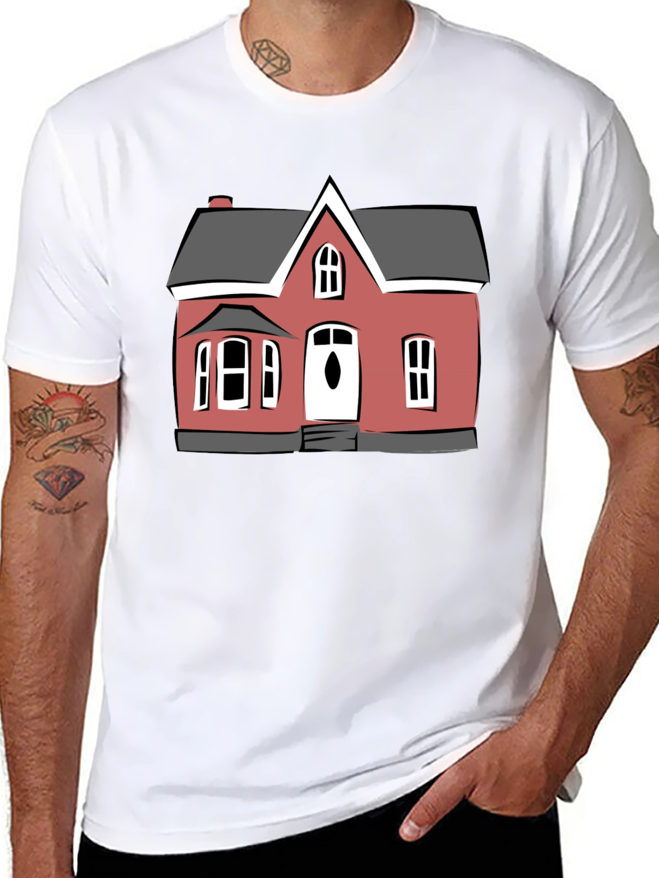 House Graphic Print Black T-Shirt