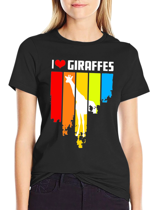 I Heart Giraffes Black T-Shirt