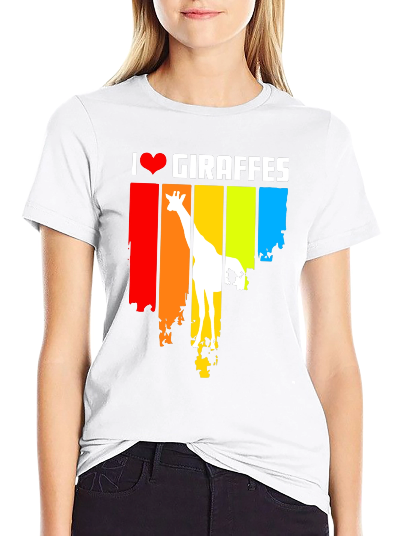 I Heart Giraffes Black T-Shirt