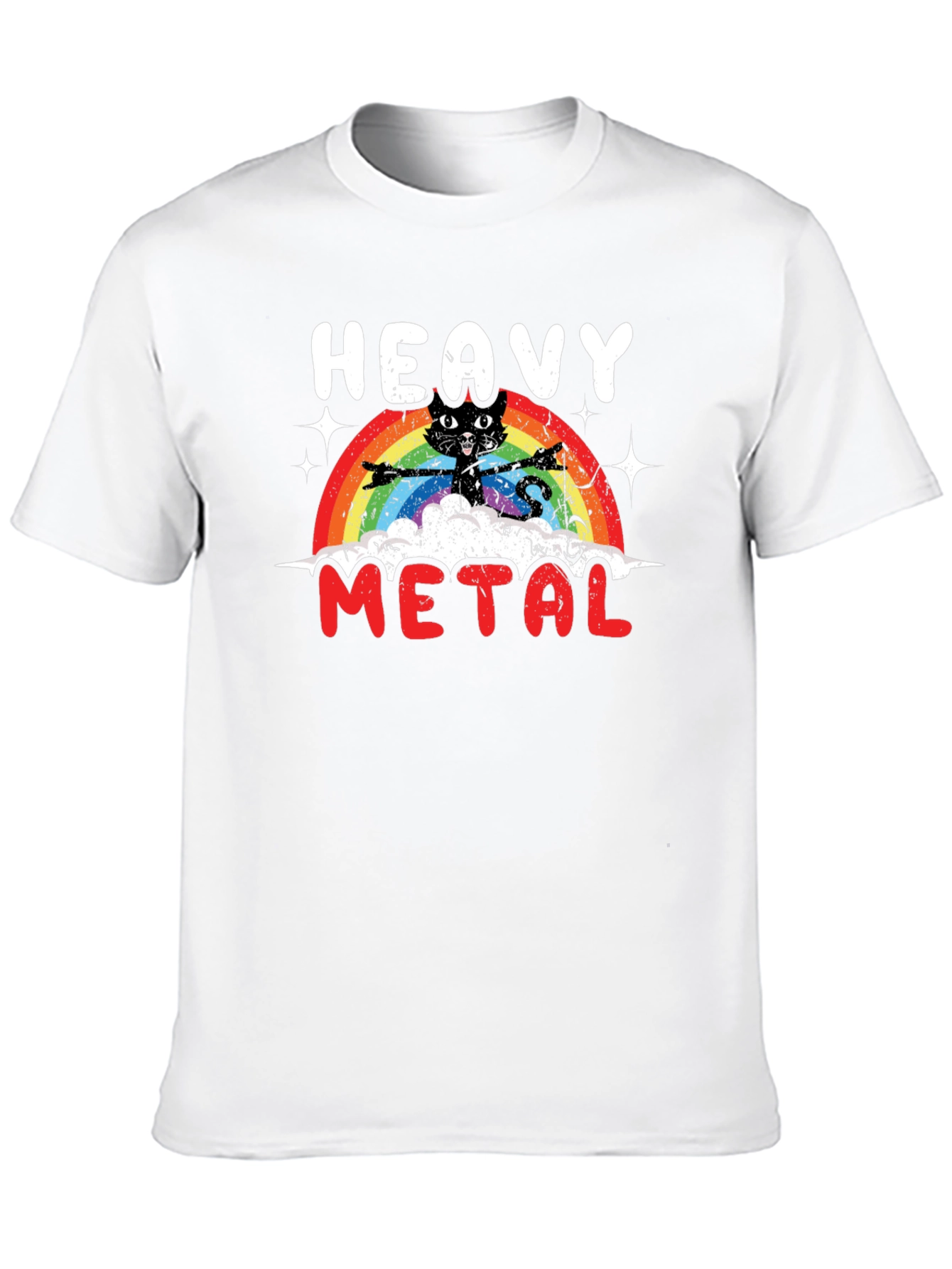Heavy Metal Cat Rainbow T-Shirt