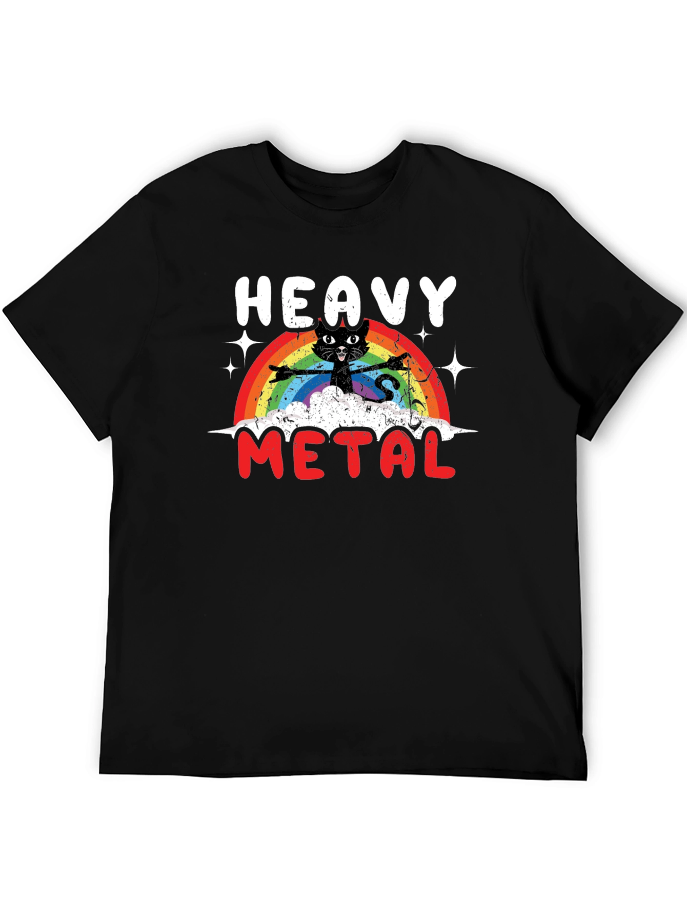 Heavy Metal Cat Rainbow T-Shirt