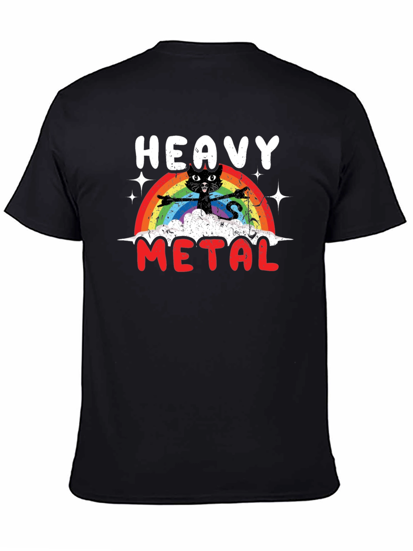 Heavy Metal Cat Rainbow T-Shirt