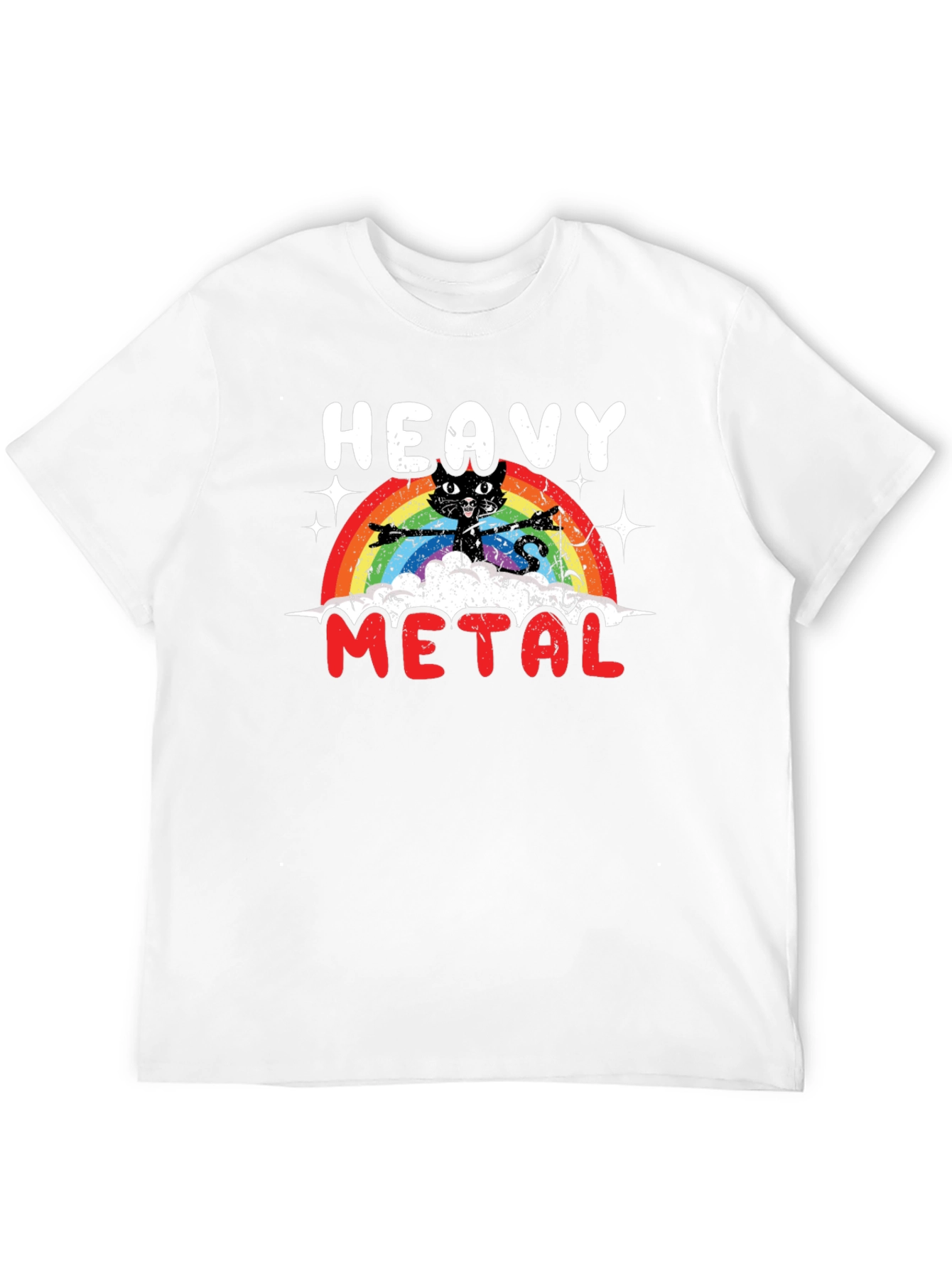Heavy Metal Cat Rainbow T-Shirt
