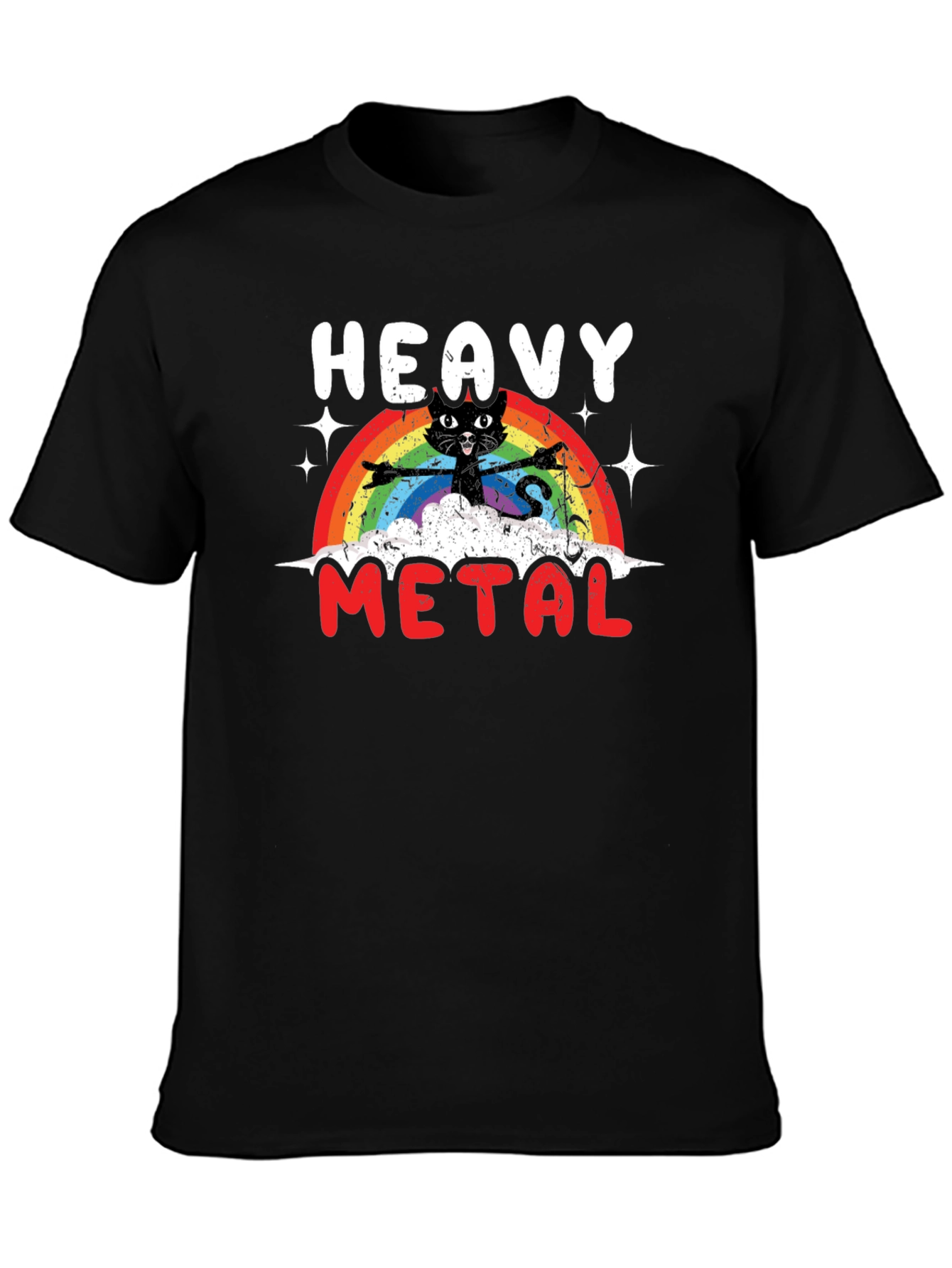 Heavy Metal Cat Rainbow T-Shirt