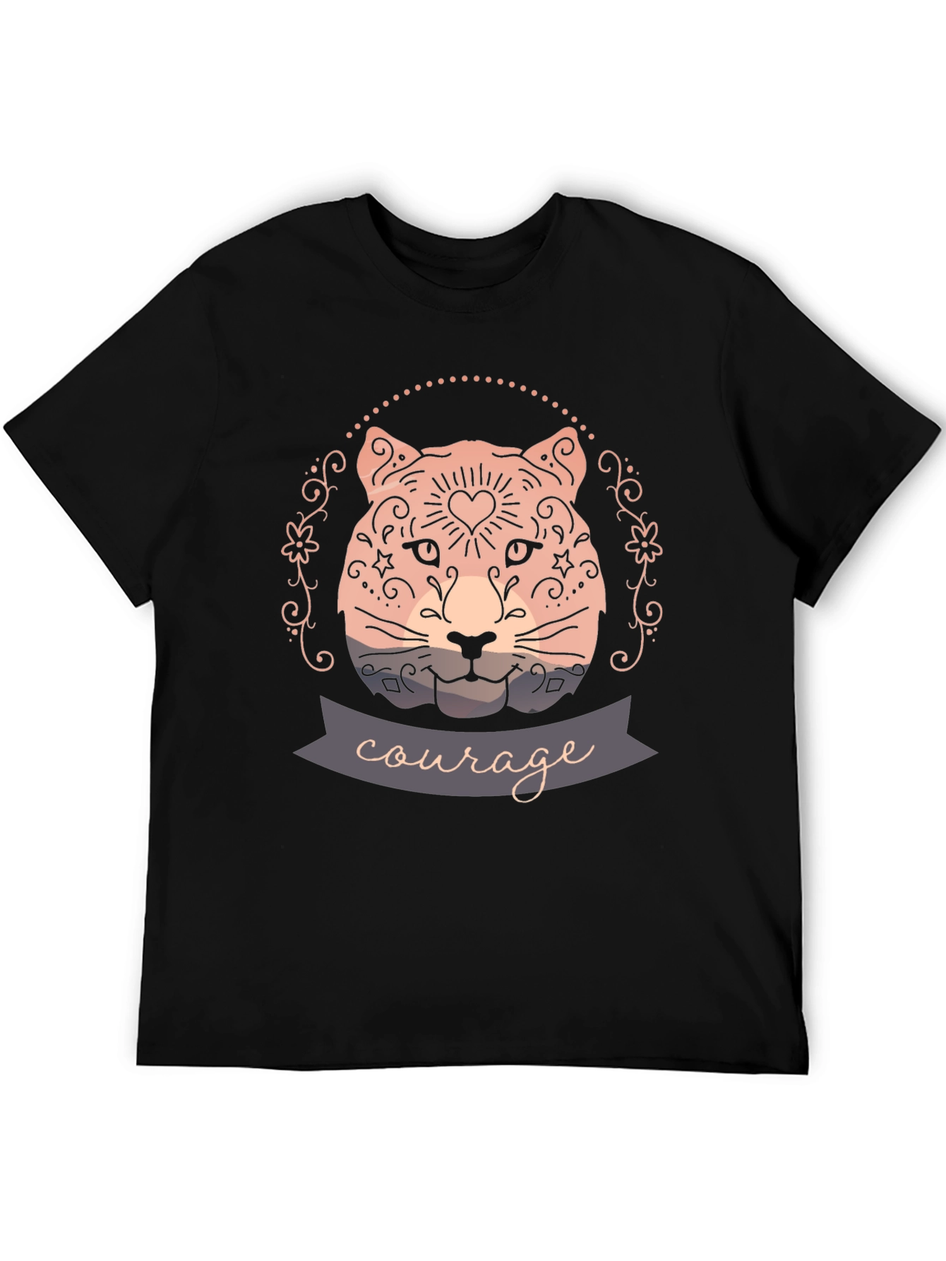Courage Cat Graphic Tee - Stylish Black T-Shirt