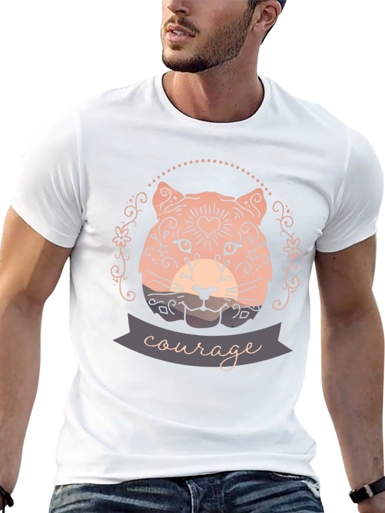 Courage Cat Graphic Tee - Stylish Black T-Shirt