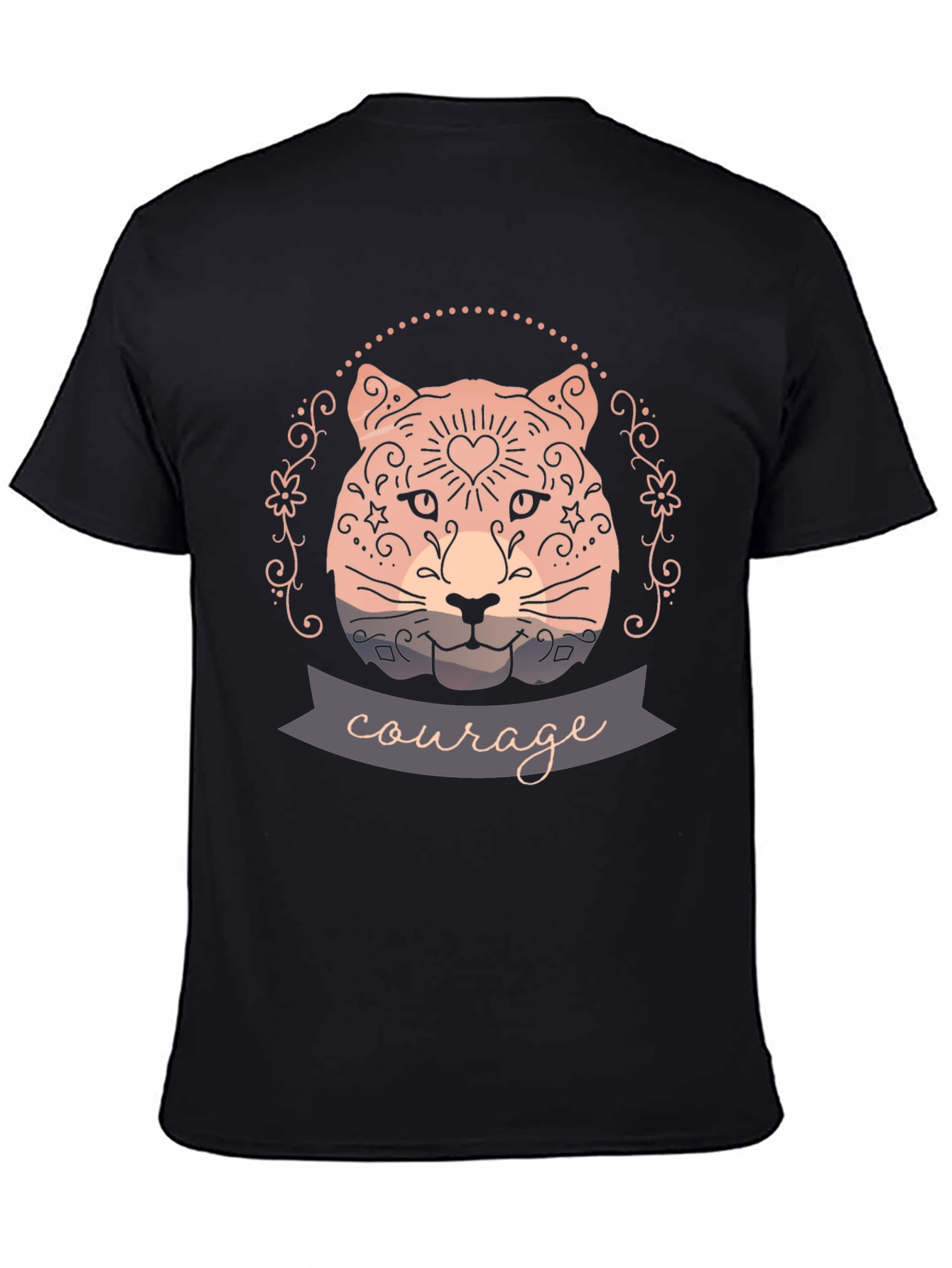 Courage Cat Graphic Tee - Stylish Black T-Shirt