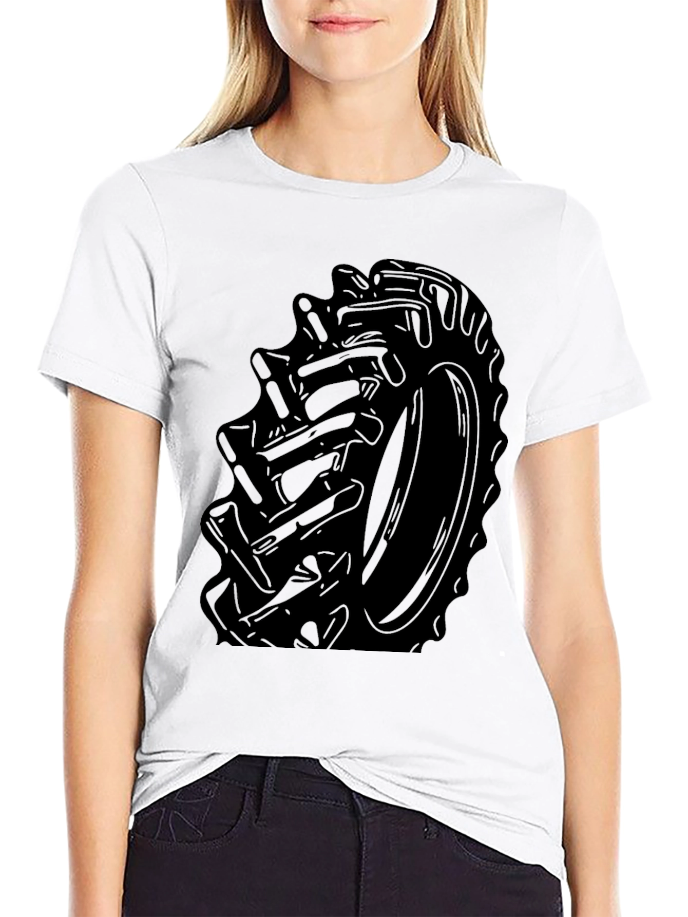 Tractor Tire Graphic Tee - Bold Black Print