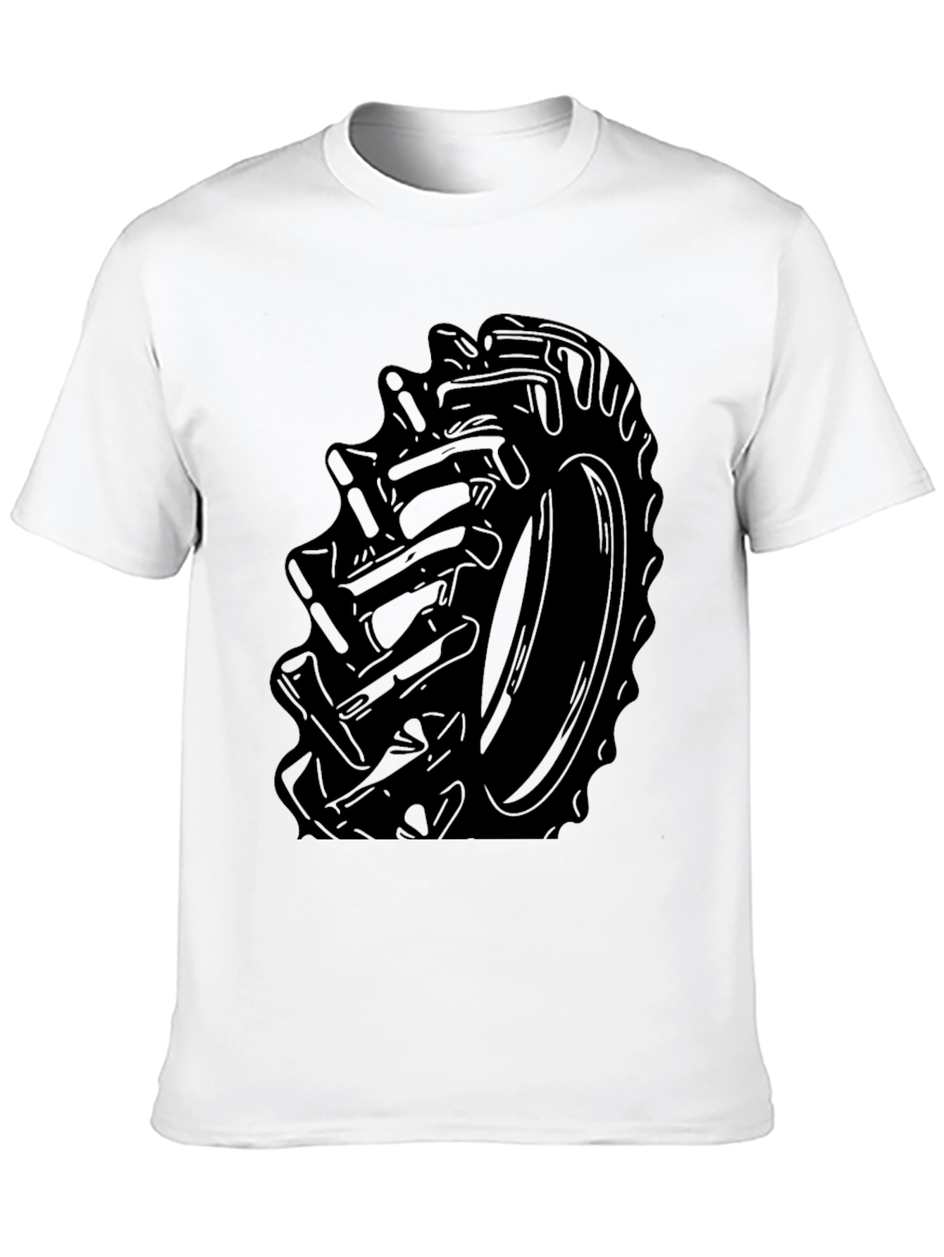 Tractor Tire Graphic Tee - Bold Black Print