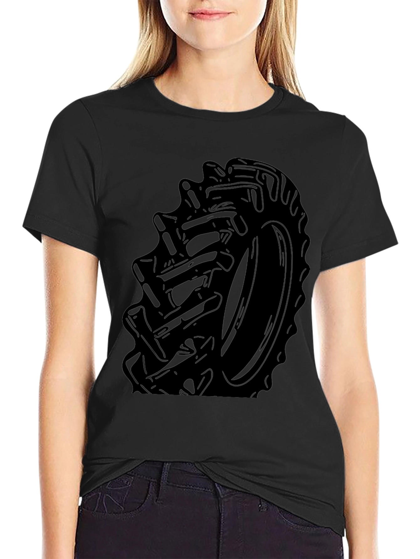 Tractor Tire Graphic Tee - Bold Black Print