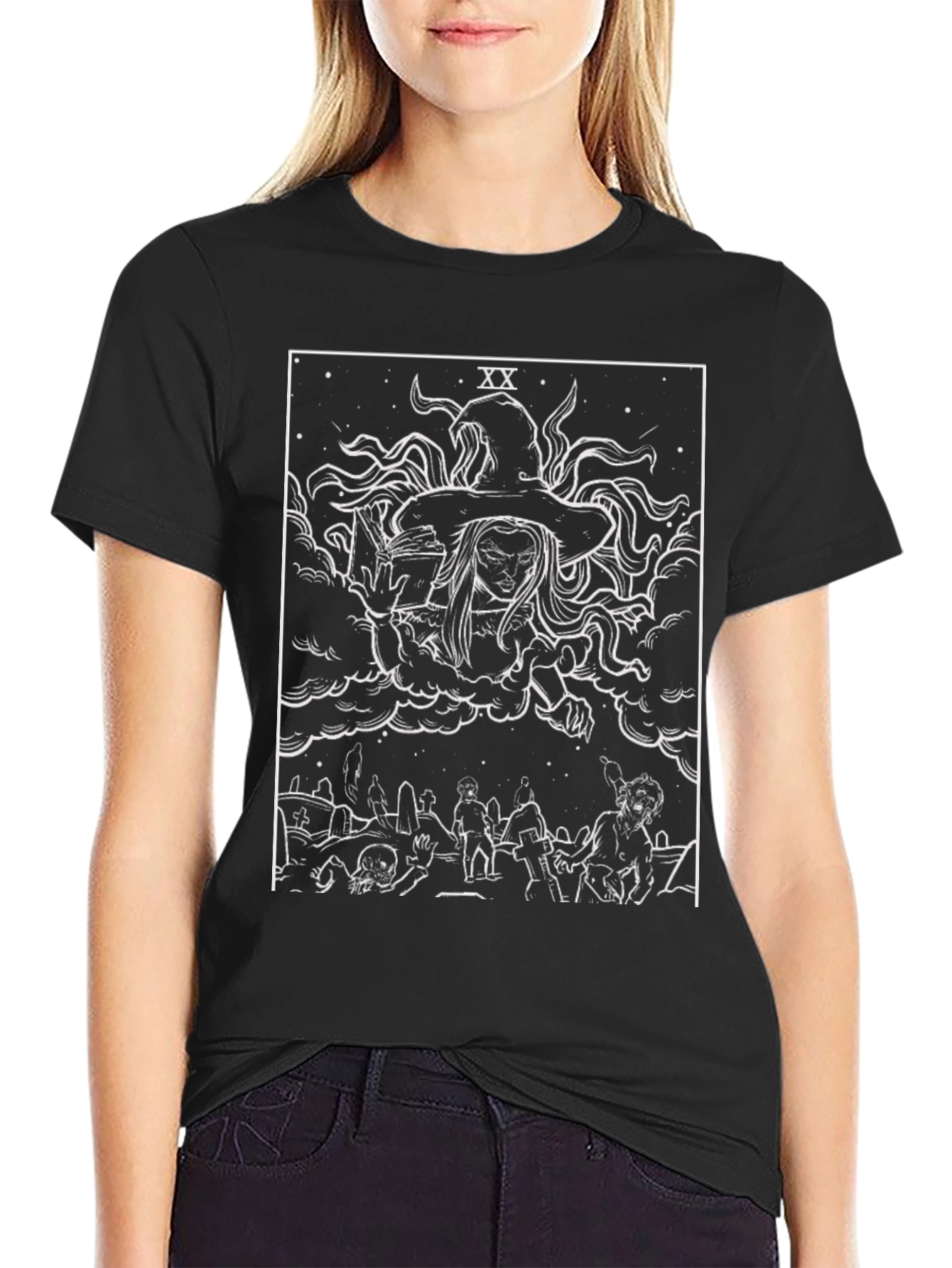 Witch Tarot Card Graphic Black T-Shirt