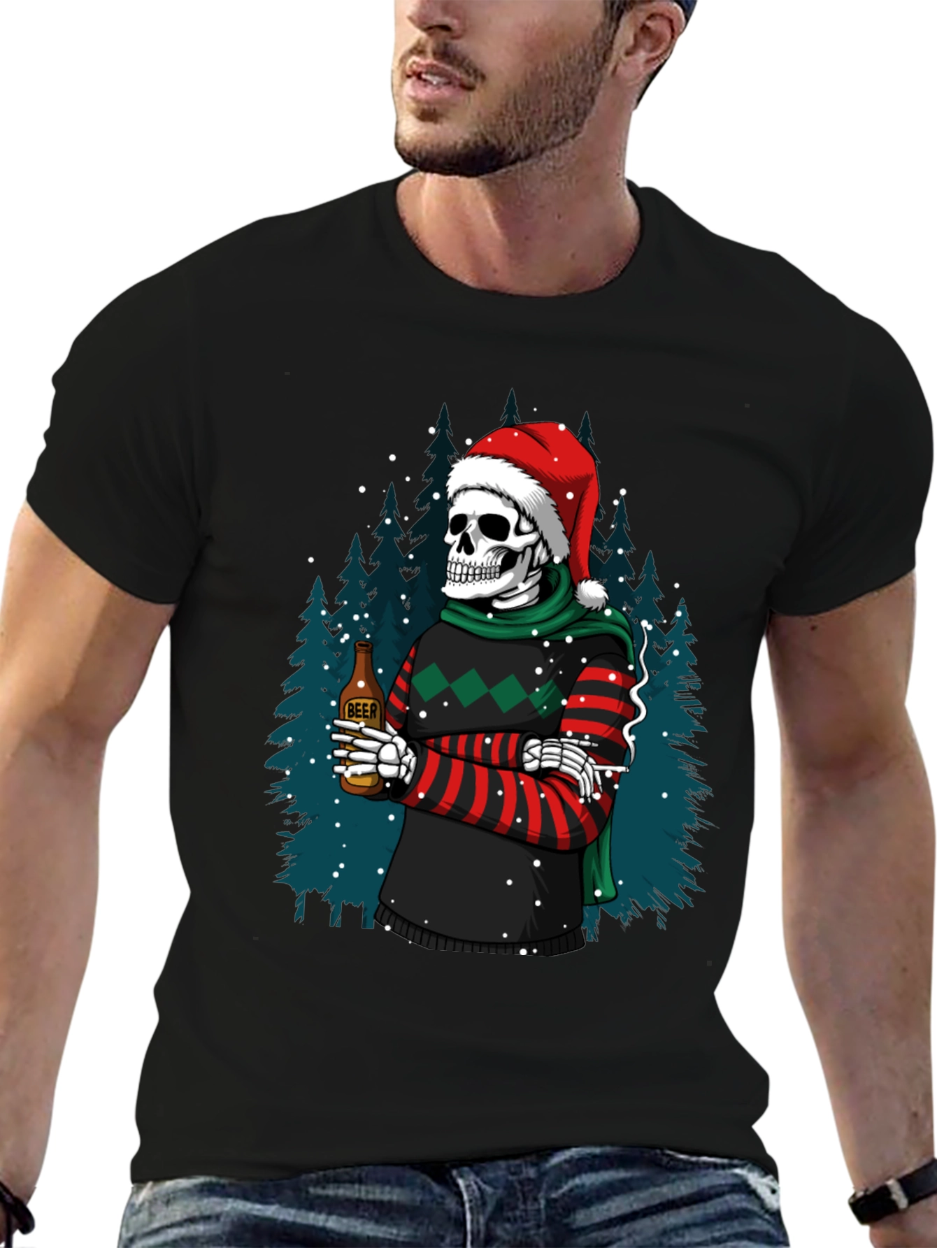 Skeleton Christmas Beer T-Shirt