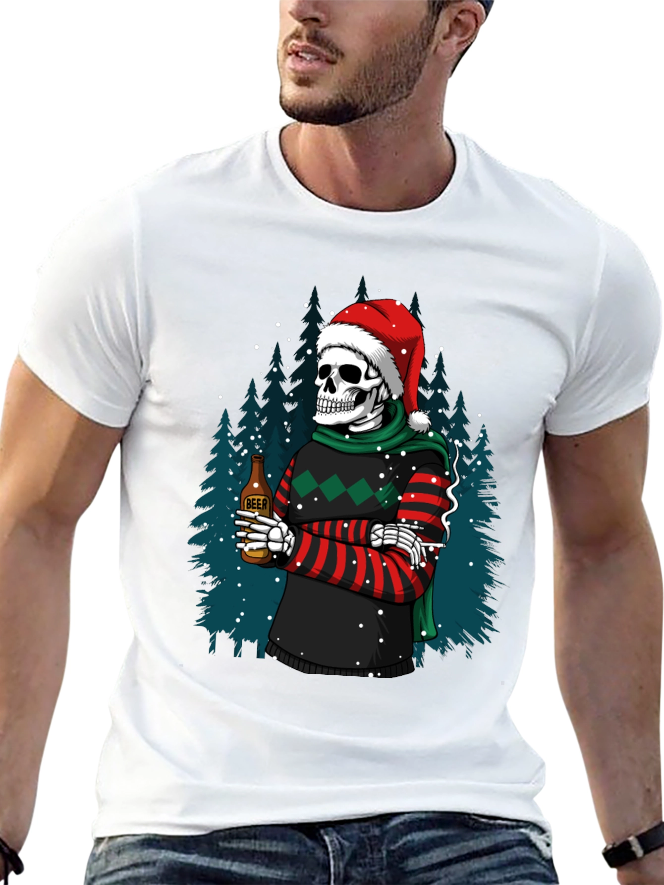 Skeleton Christmas Beer T-Shirt