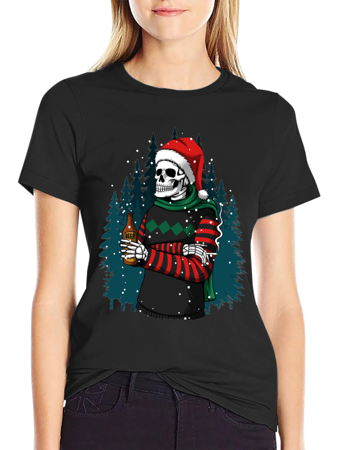 Skeleton Christmas Beer T-Shirt